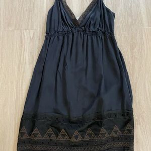 Barney’s Co-op Black Silk Dress w/ Lace - Size S